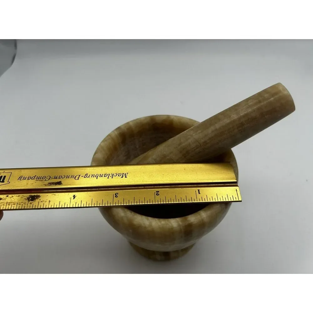 Marble‎ Mortar And Pestle Set White And Natural Colors 4